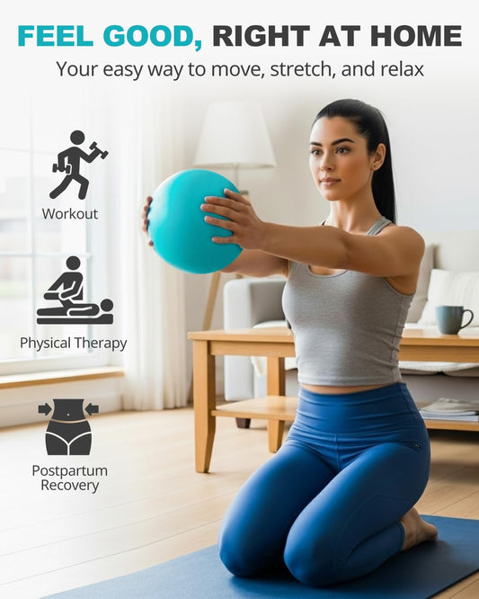 23cm / 9" Pilates Exercise Ball – Anti-Burst Mini Yoga Ball, 120kg Capacity for Core Strength, Balance, Fitness & Physical Therapy – Inflatable Straw Included