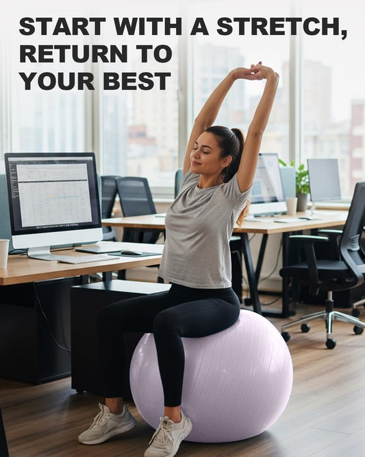 Professional Exercise & Yoga Ball with Pump – Anti-Burst Heavy Duty Gym Ball for Pilates, Fitness, Core Training, Balance & Office Chair