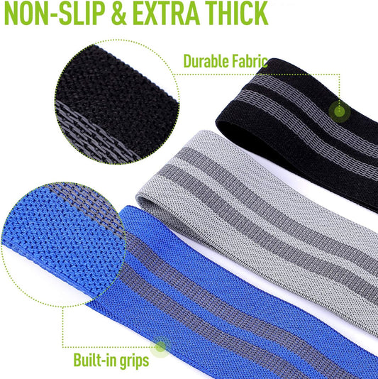 3-Piece Resistance Bands Set for Men & Women – Non-Slip Booty Bands with 3 Resistance Levels for Glutes, Hips, Legs, Yoga, Pilates & Home Fitness