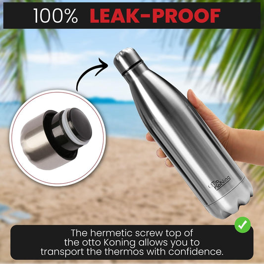 1L Stainless Steel Water Bottle – Vacuum Insulated, Leak-Proof & BPA-Free | 18/8 Steel, Hot 12H & Cold 24H | Gym, Hiking, Cycling & Office