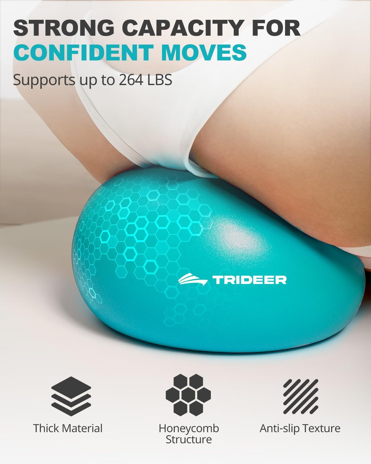 23cm / 9" Pilates Exercise Ball – Anti-Burst Mini Yoga Ball, 120kg Capacity for Core Strength, Balance, Fitness & Physical Therapy – Inflatable Straw Included