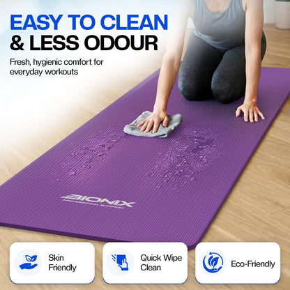 Bionix Thick Yoga Mat – 180 x 60cm Non-Slip Exercise & Fitness Mat for Yoga, Pilates, Gym Workouts & Home Training
