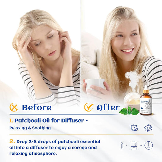 Patchouli Essential Oil for Diffuser,Aromatherapy,Skin&Hair Care | for Facial Care, Hair Use, Aroma Diffuser, Candle Craft,Soap Making&Diy Perfume-Daily Bottle 30Ml/1 Fl Oz