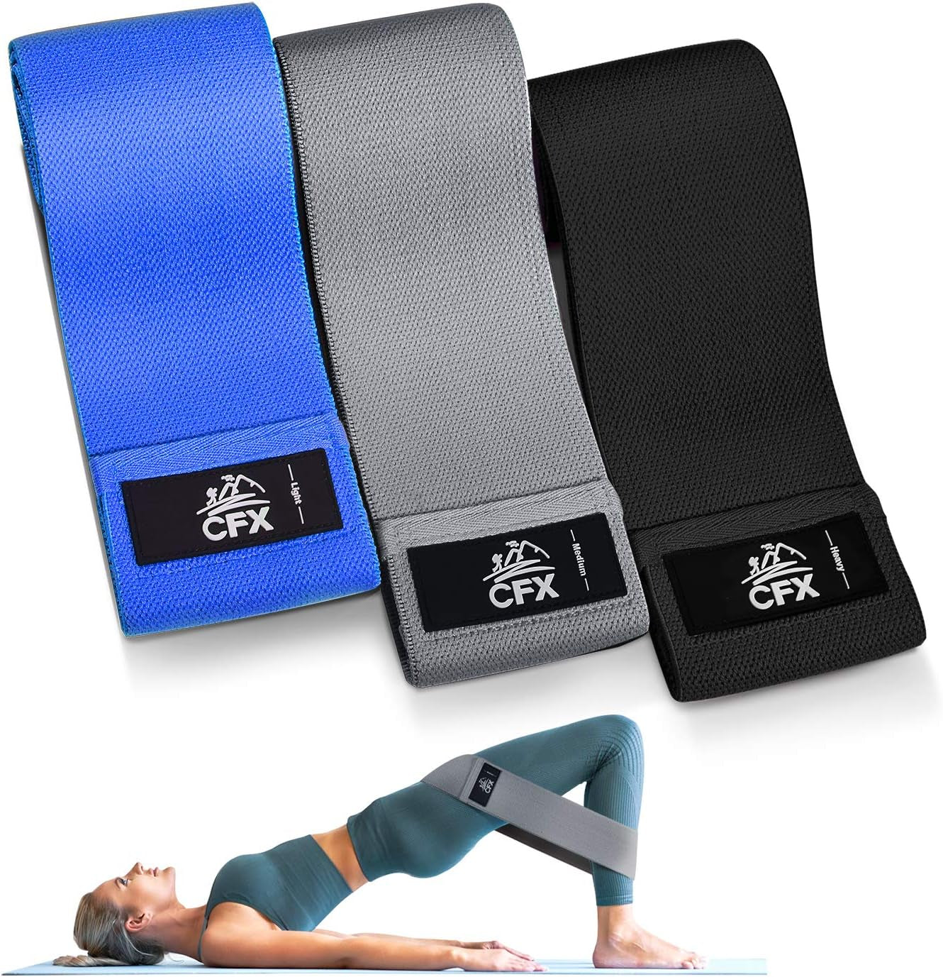 3-Piece Resistance Bands Set for Men & Women – Non-Slip Booty Bands with 3 Resistance Levels for Glutes, Hips, Legs, Yoga, Pilates & Home Fitness