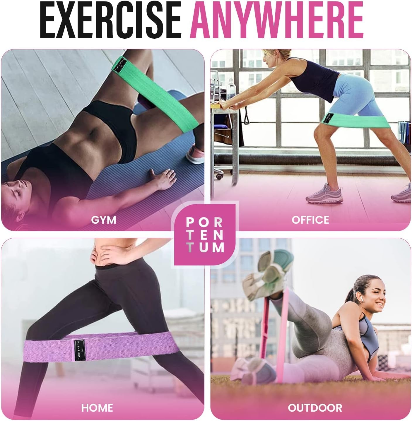 3-Piece Resistance Bands Set – Elastic Exercise Bands for Legs, Glutes, Yoga, Pilates & Strength Training – Exercise Video Included
