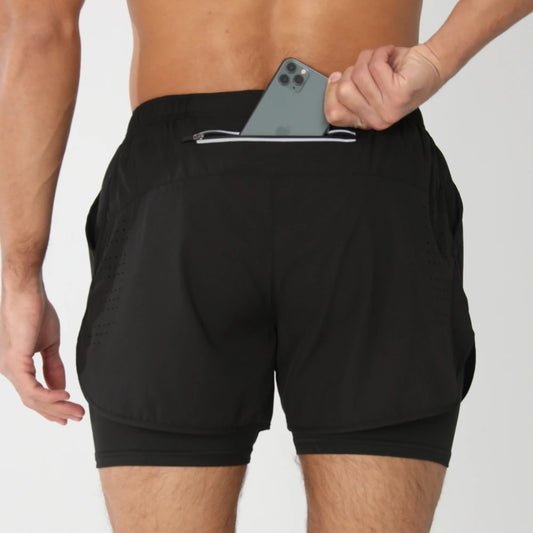 Men’s 2-in-1 Quick-Dry Running Shorts – Gym, Fitness & Training