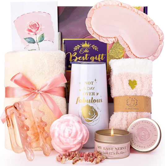 Pamper Gift Set for Women – Relaxation Spa Gift with Scented Candle, Bath Ball & Massage Tool | Birthday Gift for Her, Mum, Sister, Best Friend