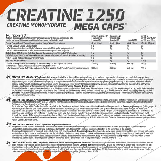 Olimp Creatine 1250 Mega Caps – 400 Capsules | High-Strength Creatine Monohydrate Sports Supplement for High-Intensity Exercise & Strength Training