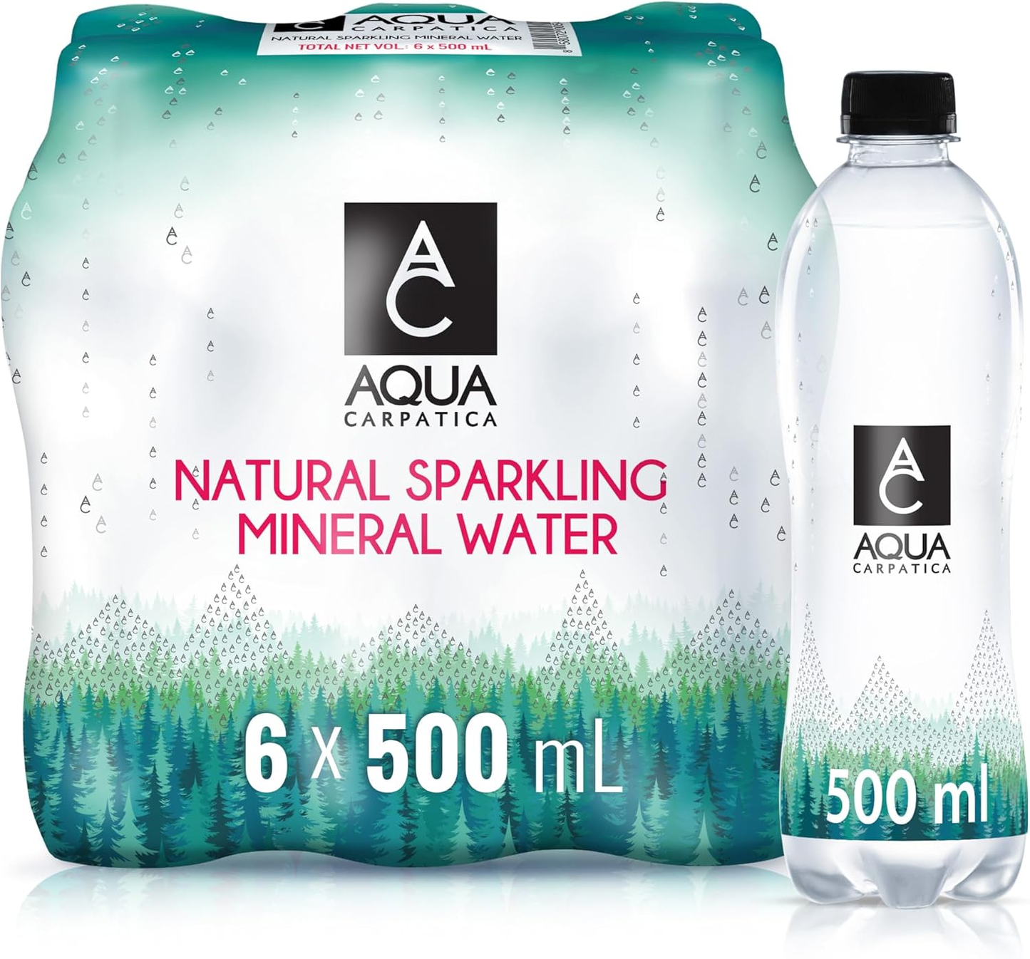 Natural Sparkling Mineral Water, Nitrate-Free, PET, 6X500Ml | Naturally Carbonated from Source, Natural Electrolytes & Bicarbonates, Rich in Calcium & Magnesium, Supports Digestion