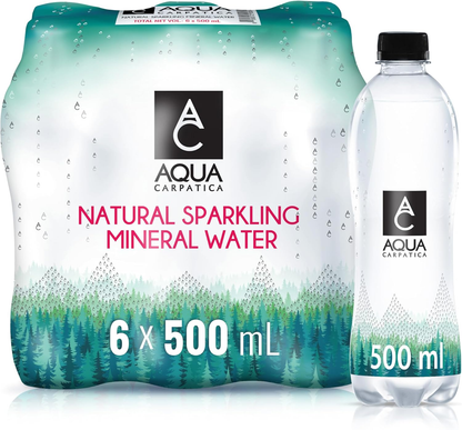 Natural Sparkling Mineral Water, Nitrate-Free, PET, 6X500Ml | Naturally Carbonated from Source, Natural Electrolytes & Bicarbonates, Rich in Calcium & Magnesium, Supports Digestion