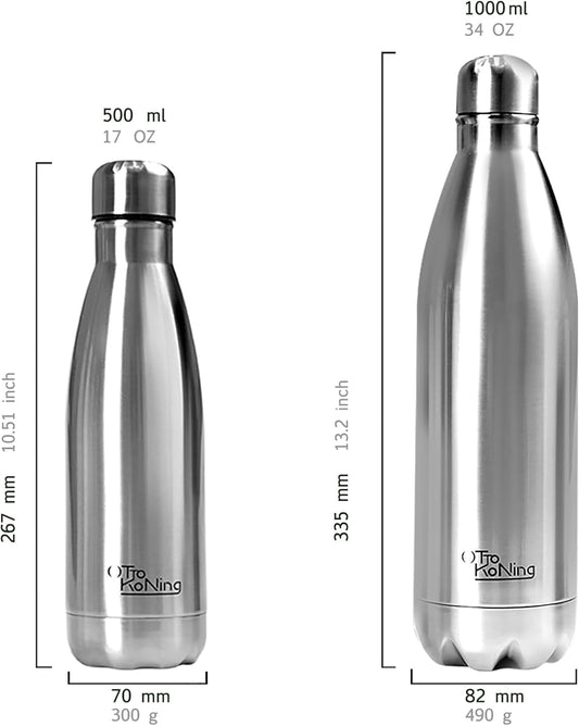 1L Stainless Steel Water Bottle – Vacuum Insulated, Leak-Proof & BPA-Free | 18/8 Steel, Hot 12H & Cold 24H | Gym, Hiking, Cycling & Office