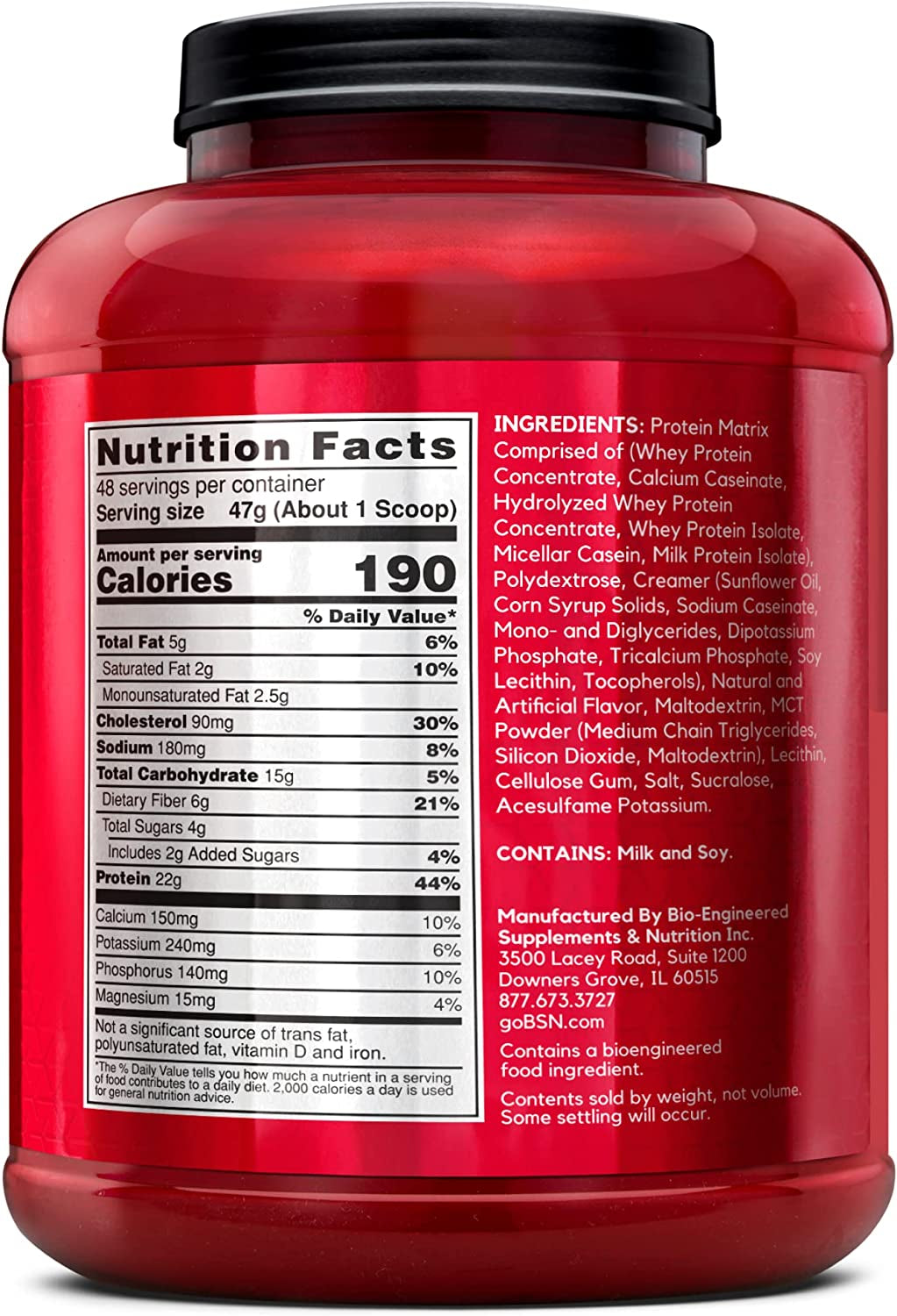 SYNTHA-6 Premium Protein Powder, 6G Fiber, Whey Isolate, 48 Servings | Multi-Source Protein Blend with Whey Isolate, Micellar Casein and Milk Protein Isolate, Fiber and Healthy Fats