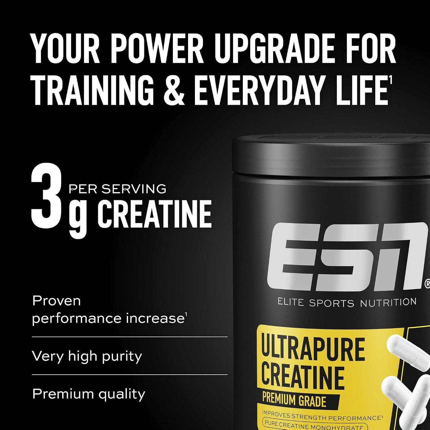 Creatine Giga Caps, 300 Capsules, 0.77 Lbs, 100 Servings | Creatine Monohydrate - Vegan - Made in Germany, Laboratory Tested