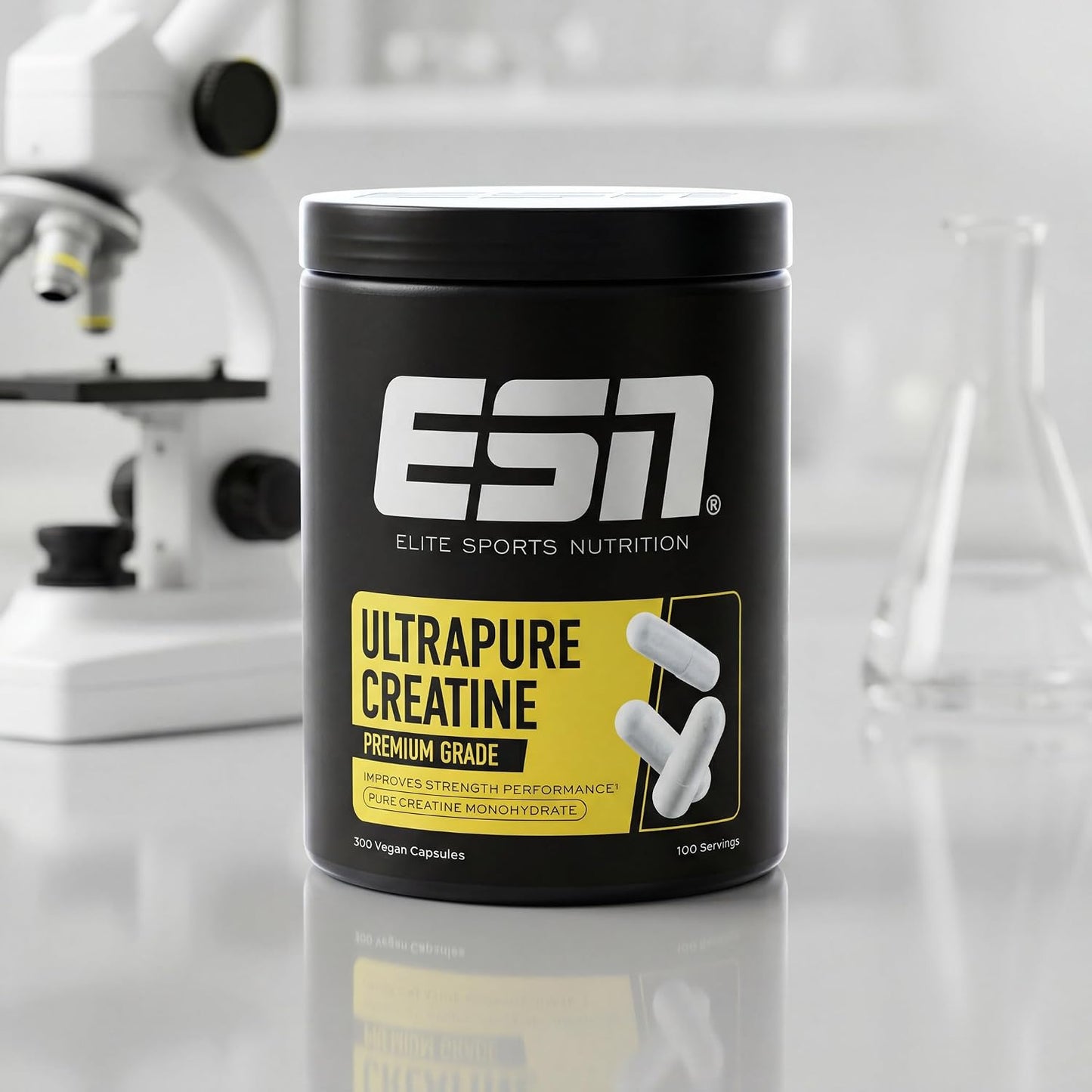 Creatine Giga Caps, 300 Capsules, 0.77 Lbs, 100 Servings | Creatine Monohydrate - Vegan - Made in Germany, Laboratory Tested