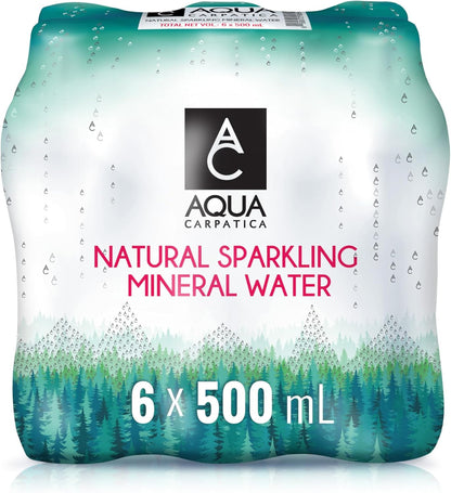 Natural Sparkling Mineral Water, Nitrate-Free, PET, 6X500Ml | Naturally Carbonated from Source, Natural Electrolytes & Bicarbonates, Rich in Calcium & Magnesium, Supports Digestion