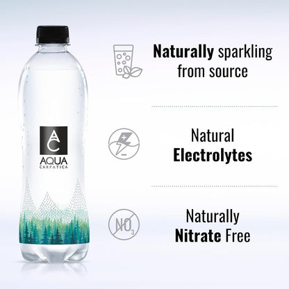 Natural Sparkling Mineral Water, Nitrate-Free, PET, 6X500Ml | Naturally Carbonated from Source, Natural Electrolytes & Bicarbonates, Rich in Calcium & Magnesium, Supports Digestion