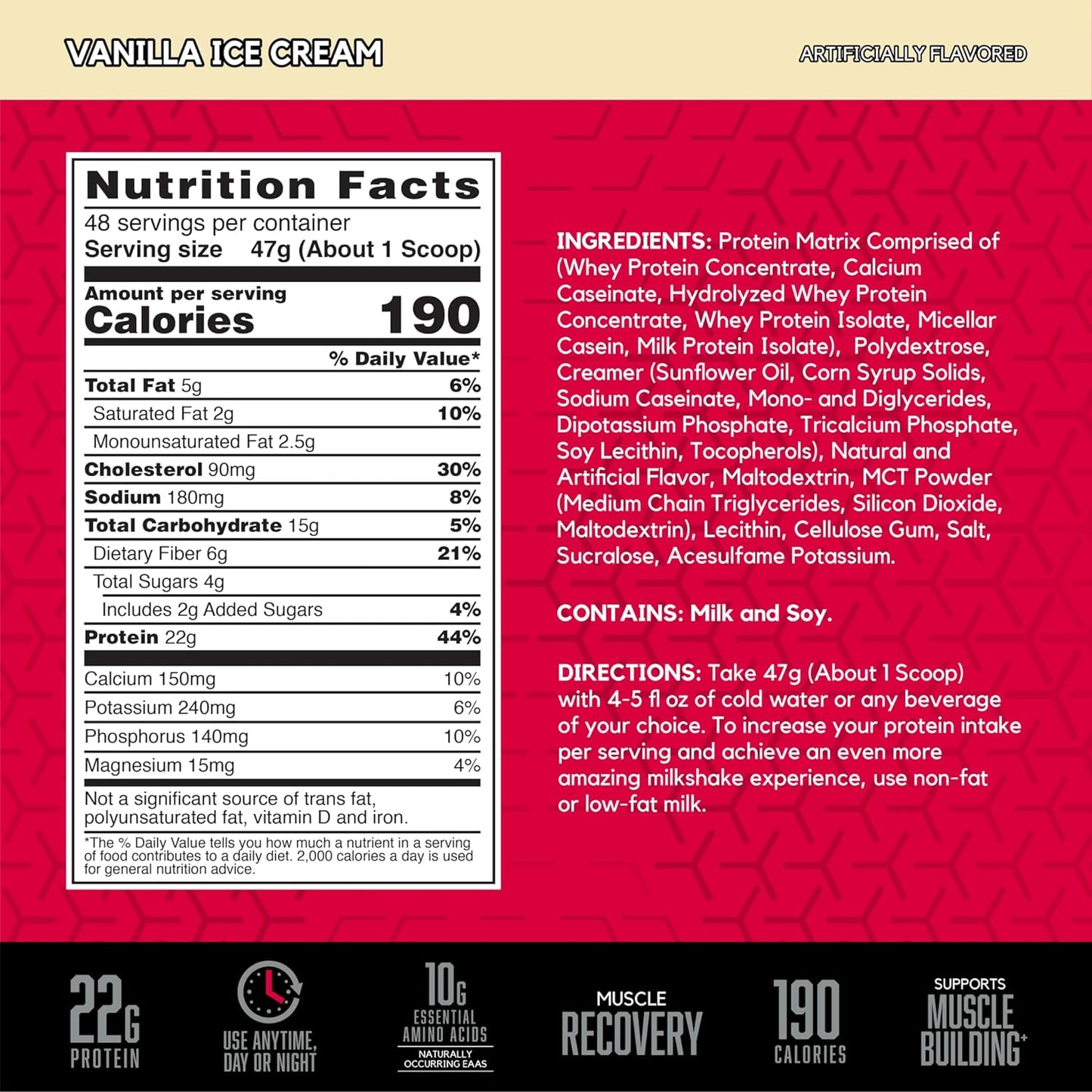 SYNTHA-6 Premium Protein Powder, 6G Fiber, Whey Isolate, 48 Servings | Multi-Source Protein Blend with Whey Isolate, Micellar Casein and Milk Protein Isolate, Fiber and Healthy Fats