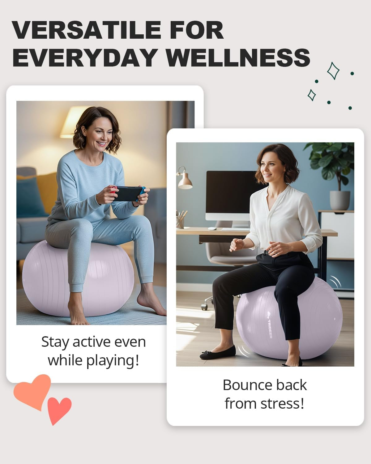Professional Exercise & Yoga Ball with Pump – Anti-Burst Heavy Duty Gym Ball for Pilates, Fitness, Core Training, Balance & Office Chair