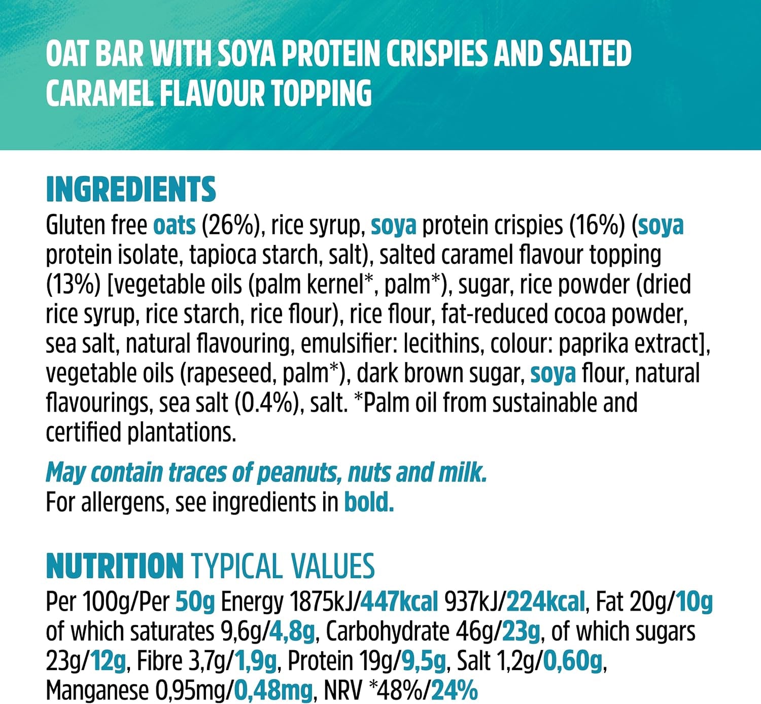 Protein Flapjack Salted Caramel 16X50G Plant-Based Protein, Vegan