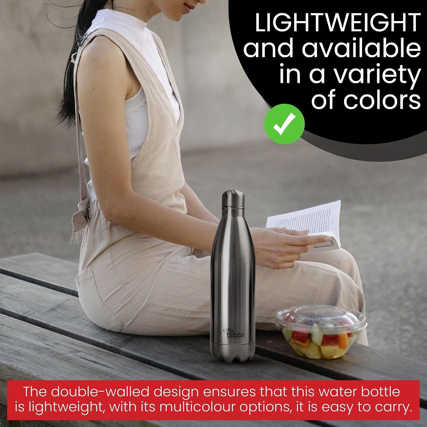 1L Stainless Steel Water Bottle – Vacuum Insulated, Leak-Proof & BPA-Free | 18/8 Steel, Hot 12H & Cold 24H | Gym, Hiking, Cycling & Office