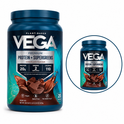 Vega Premium Protein + Supergreens – Chocolate | 20g Plant Protein
