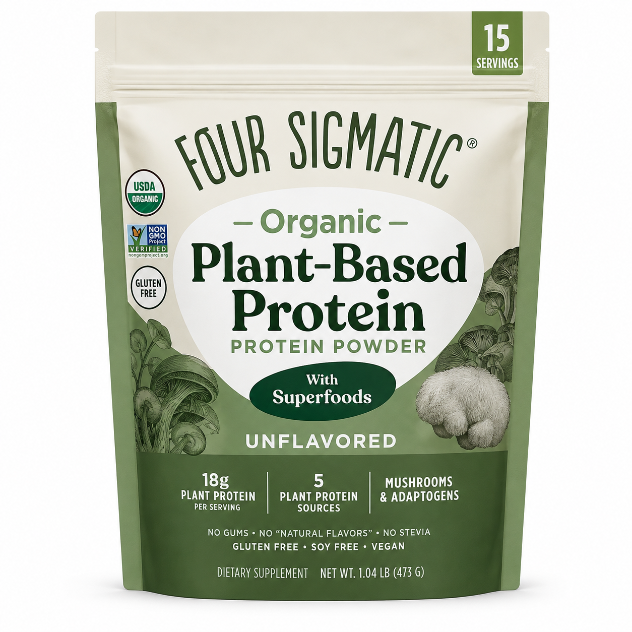 Four Sigmatic Organic Plant Protein – Unflavoured | 18g Protein