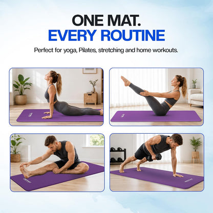 Bionix Thick Yoga Mat – 180 x 60cm Non-Slip Exercise & Fitness Mat for Yoga, Pilates, Gym Workouts & Home Training