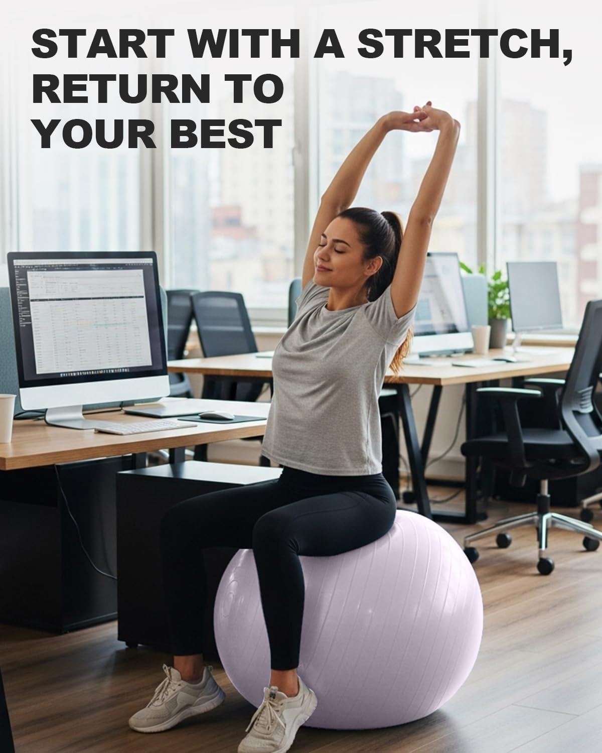 Professional Exercise & Yoga Ball with Pump – Anti-Burst Heavy Duty Gym Ball for Pilates, Fitness, Core Training, Balance & Office Chair