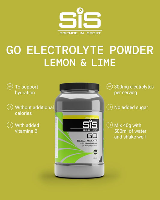 GO Electrolyte Powder, Lemon & Lime, 1.6 Kg | Advanced Electrolyte Formula, 4 Key Electrolytes, Sports Hydration & Fast-Acting Energy, 36G Carbohydrates per Serving