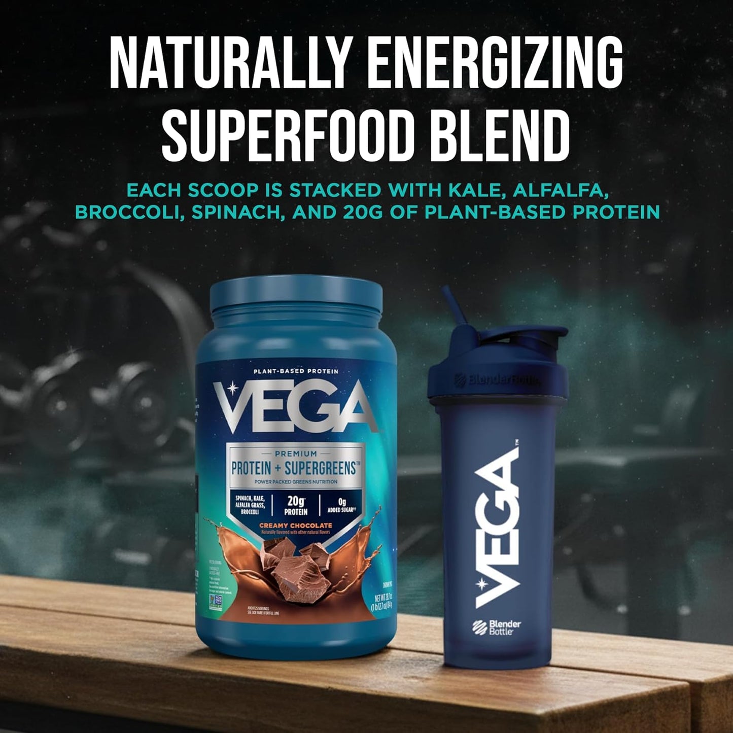 Premium Protein + Supergreens, Chocolate – 20G n Protein, Dairy & Gluten Free, 28.8 Oz (25 Servings)