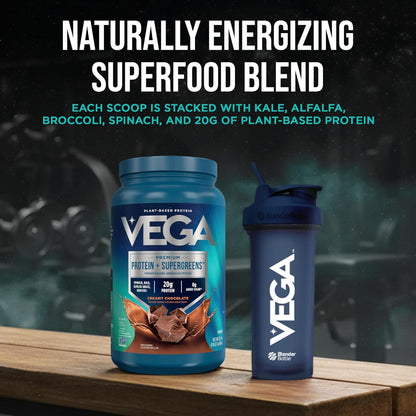 Premium Protein + Supergreens, Chocolate – 20G n Protein, Dairy & Gluten Free, 28.8 Oz (25 Servings)