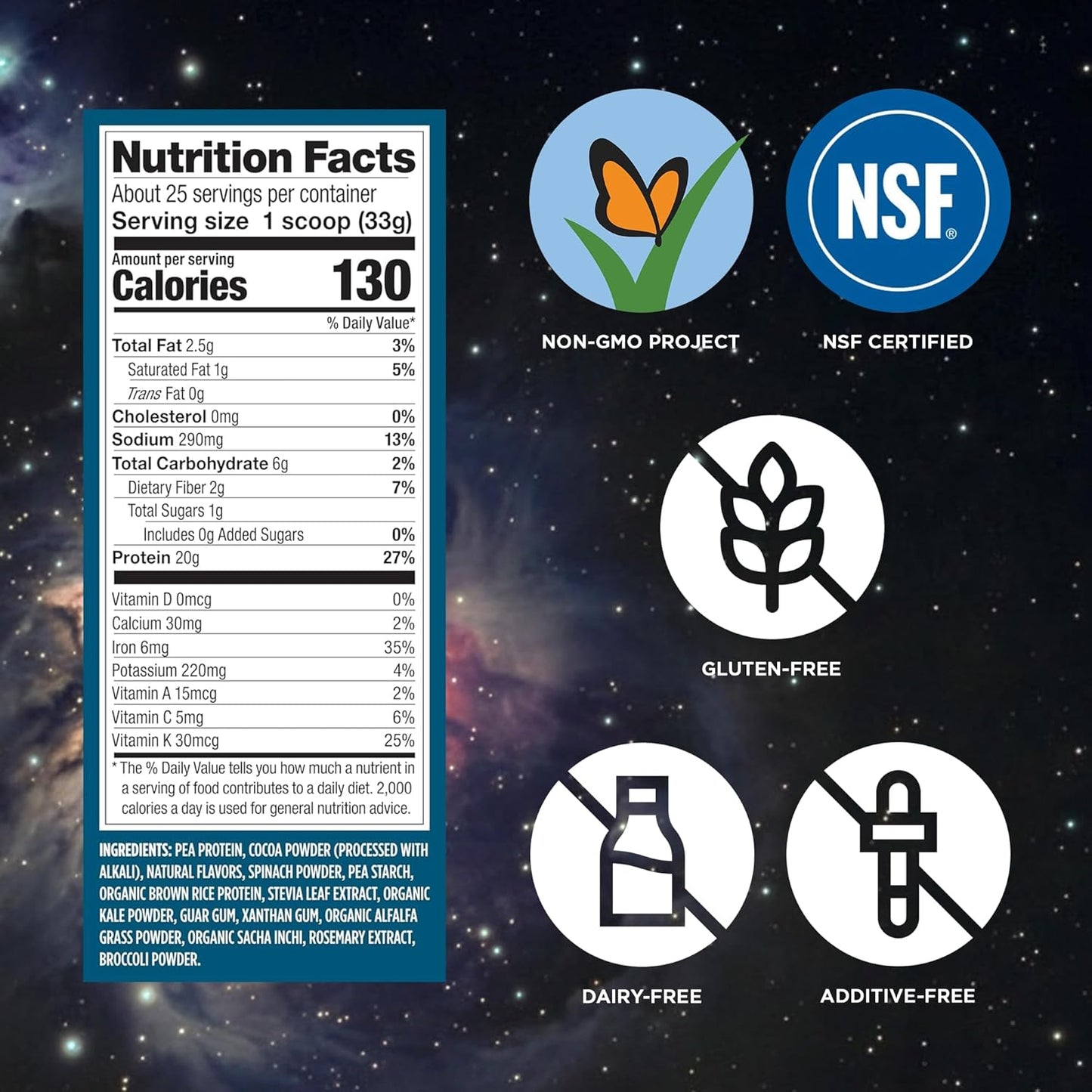 Premium Protein + Supergreens, Chocolate – 20G n Protein, Dairy & Gluten Free, 28.8 Oz (25 Servings)