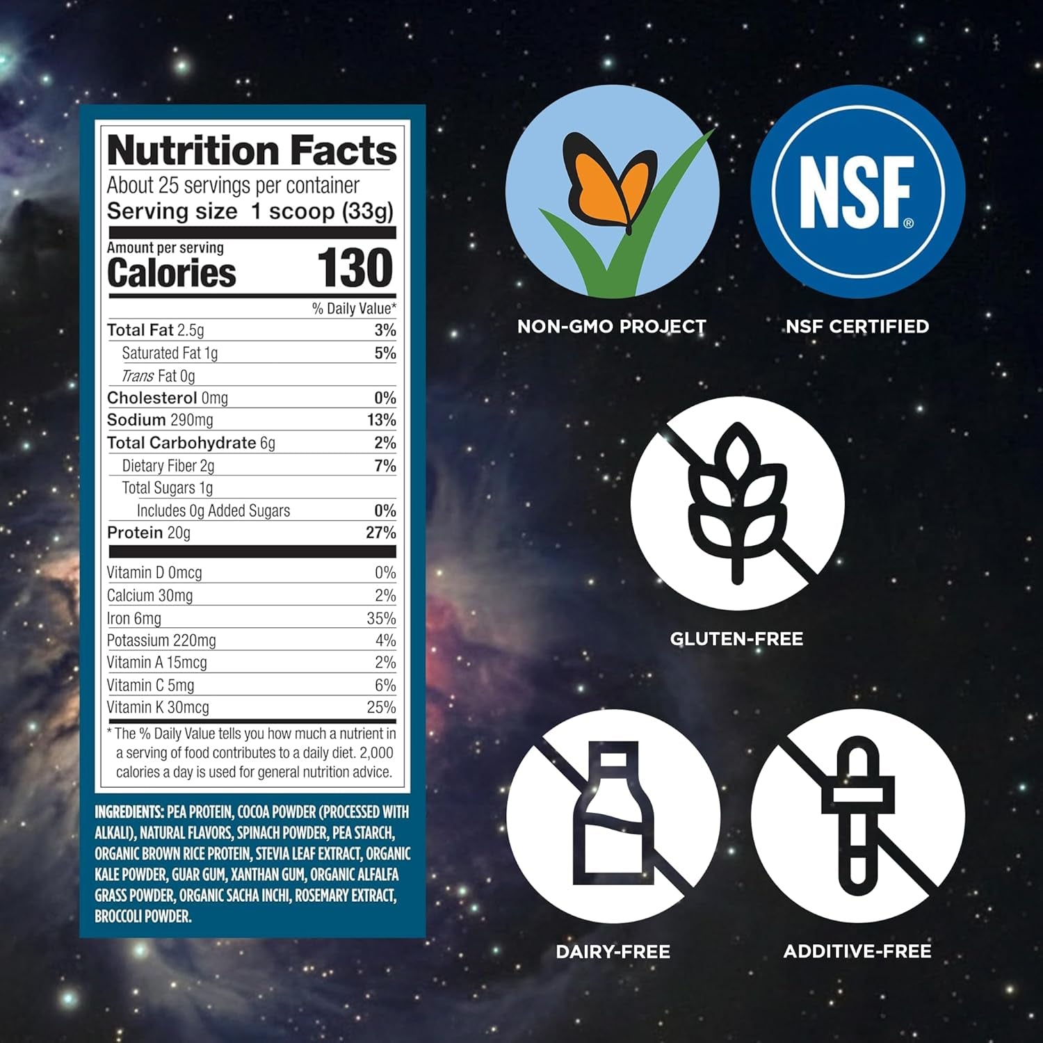 Premium Protein + Supergreens, Chocolate – 20G n Protein, Dairy & Gluten Free, 28.8 Oz (25 Servings)