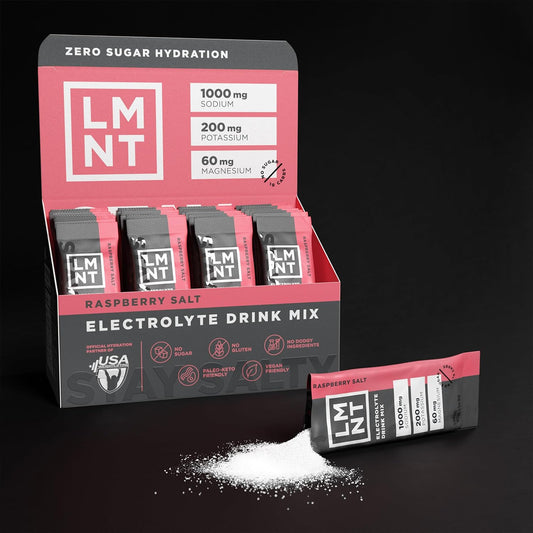 LMNT Zero Sugar Electrolyte Drink Mix – Raspberry Salt, Hydration Powder with Sodium, Potassium & Magnesium – 30 Stick Packs