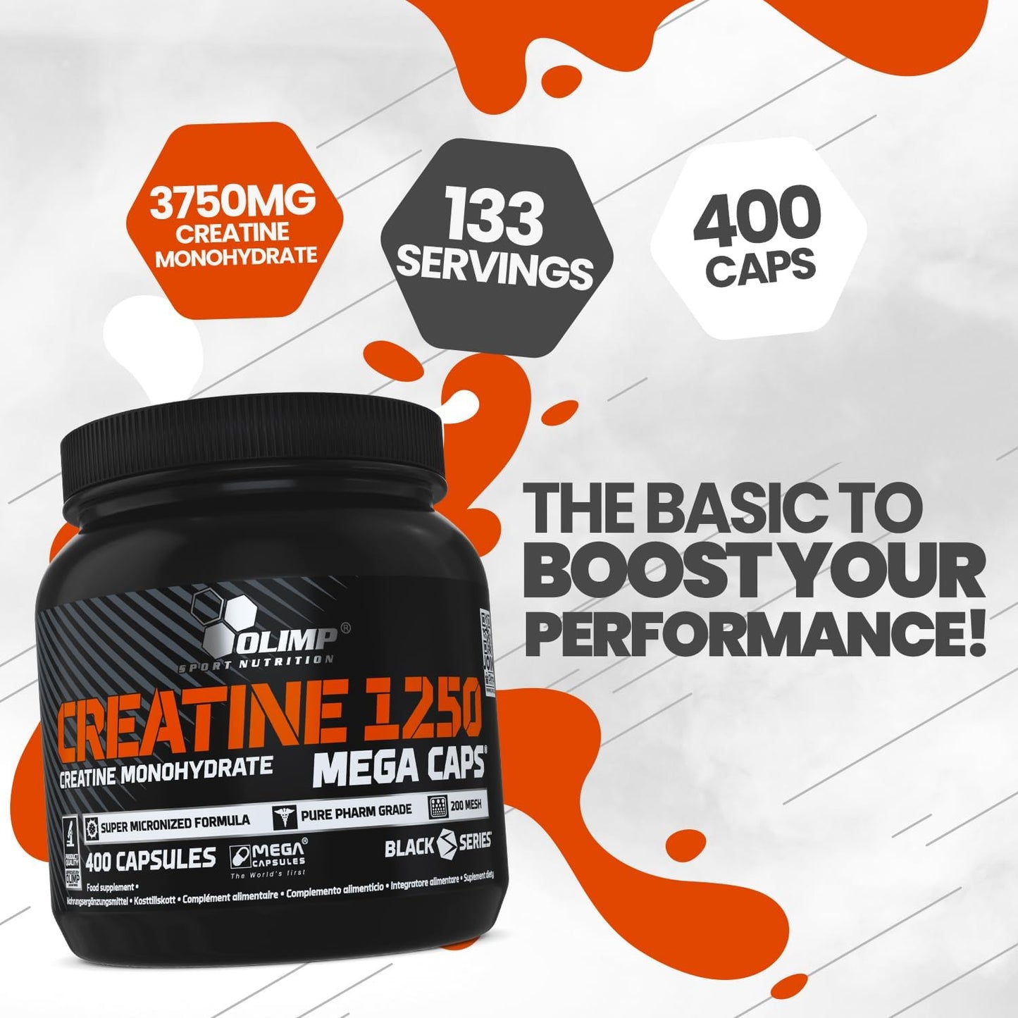 Olimp Creatine 1250 Mega Caps – 400 Capsules | High-Strength Creatine Monohydrate Sports Supplement for High-Intensity Exercise & Strength Training
