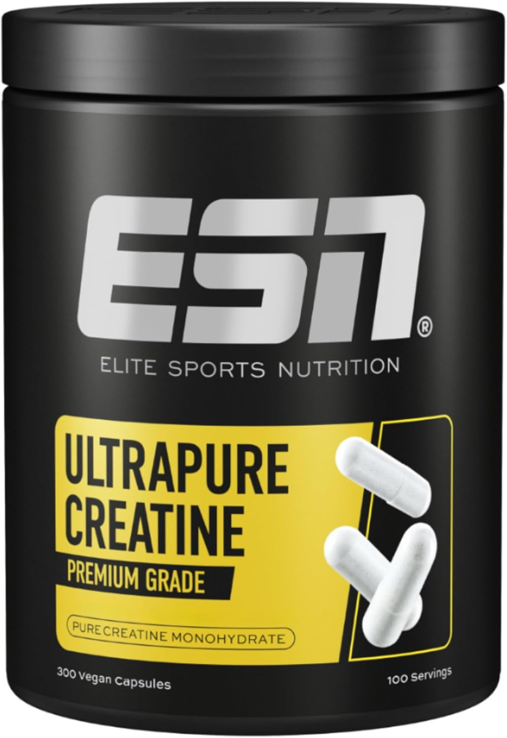 Creatine Giga Caps, 300 Capsules, 0.77 Lbs, 100 Servings | Creatine Monohydrate - Vegan - Made in Germany, Laboratory Tested
