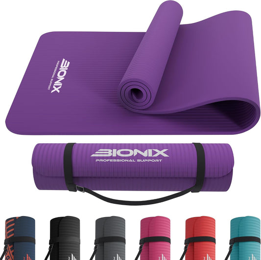 Bionix Thick Yoga Mat – 180 x 60cm Non-Slip Exercise & Fitness Mat for Yoga, Pilates, Gym Workouts & Home Training