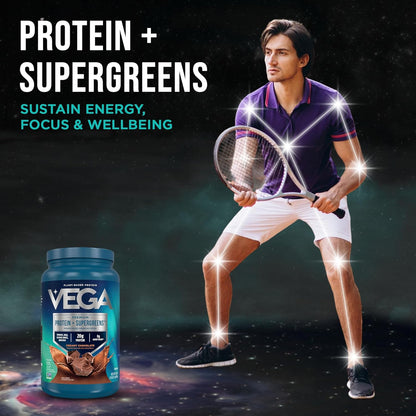 Premium Protein + Supergreens, Chocolate – 20G n Protein, Dairy & Gluten Free, 28.8 Oz (25 Servings)