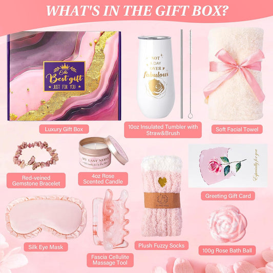 Pamper Gift Set for Women – Relaxation Spa Gift with Scented Candle, Bath Ball & Massage Tool | Birthday Gift for Her, Mum, Sister, Best Friend