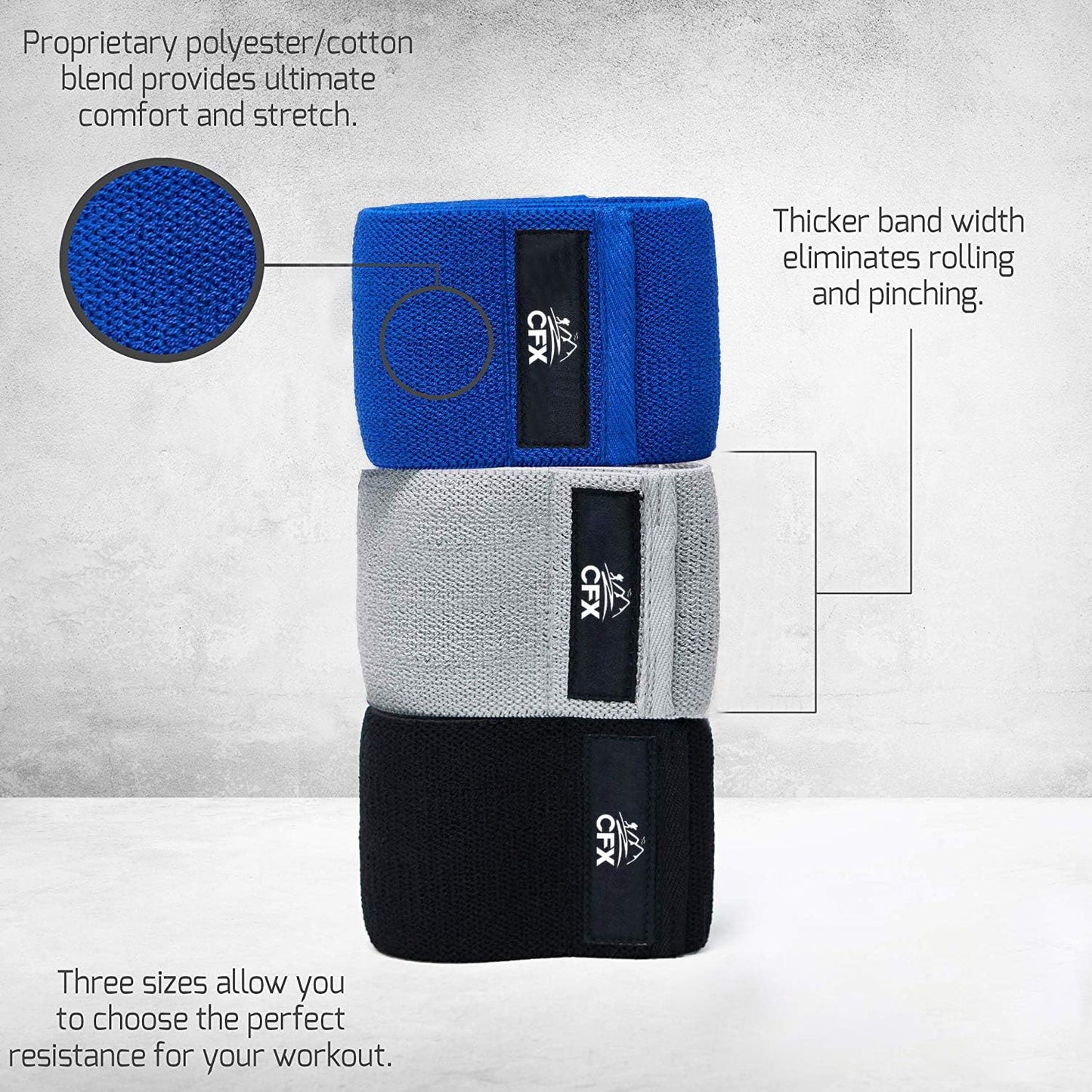 3-Piece Resistance Bands Set for Men & Women – Non-Slip Booty Bands with 3 Resistance Levels for Glutes, Hips, Legs, Yoga, Pilates & Home Fitness