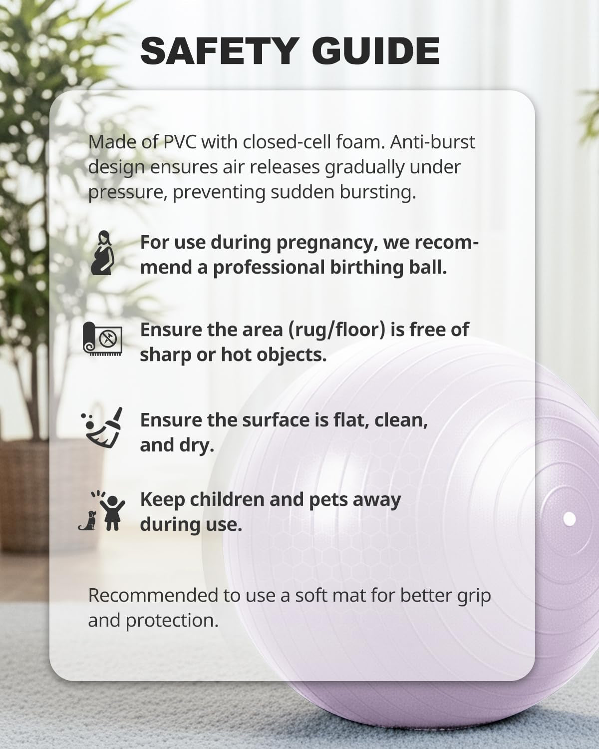Professional Exercise & Yoga Ball with Pump – Anti-Burst Heavy Duty Gym Ball for Pilates, Fitness, Core Training, Balance & Office Chair